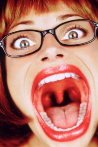 Close-up of a screaming woman