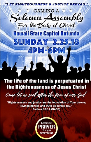 SOLEMN ASSEMBLY @ STATE CAPITOL @ Hawaii State Capitol | Honolulu | Hawaii | United States